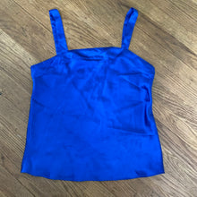 Load image into Gallery viewer, Vintage Victoria’s Secret Gold Label Blue Satin Tank Too