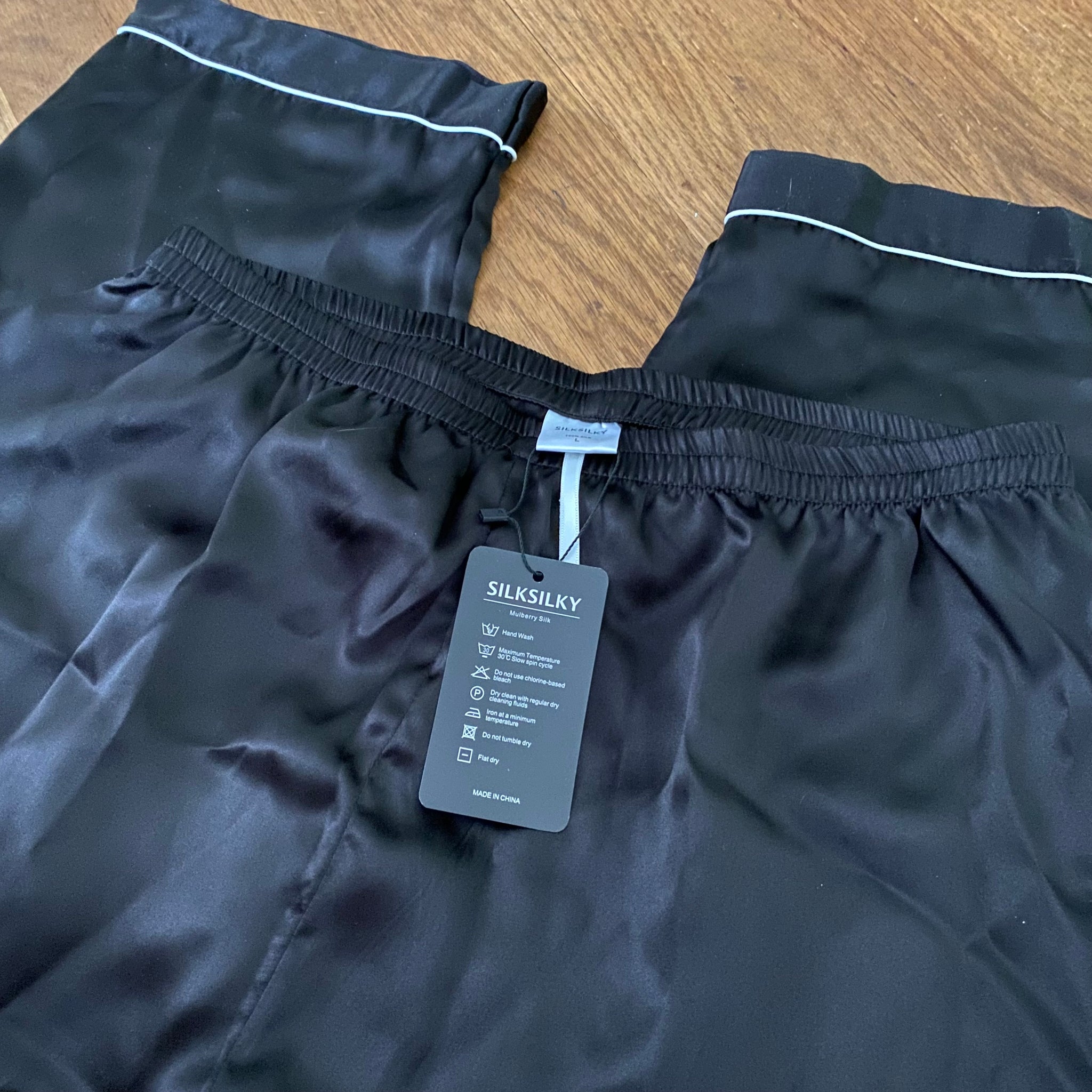Silk Pajama Pants, Black, New With Tags – Wishbone