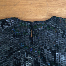 Load image into Gallery viewer, Vintage Black Silk Sequined Top