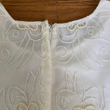 Load image into Gallery viewer, Vintage Cream Silk Beaded Top, Scallop Edge
