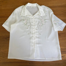 Load image into Gallery viewer, Vintage Semi Sheer White Floral Button Down
