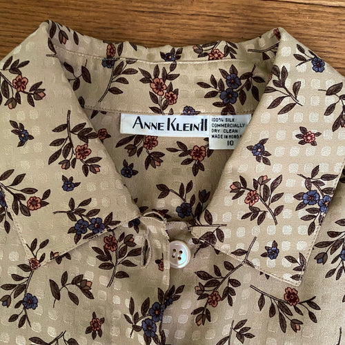Anne Klein II Silk Button Down, Size 10