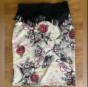 Switchblade Stiletto Amor Print Skirt